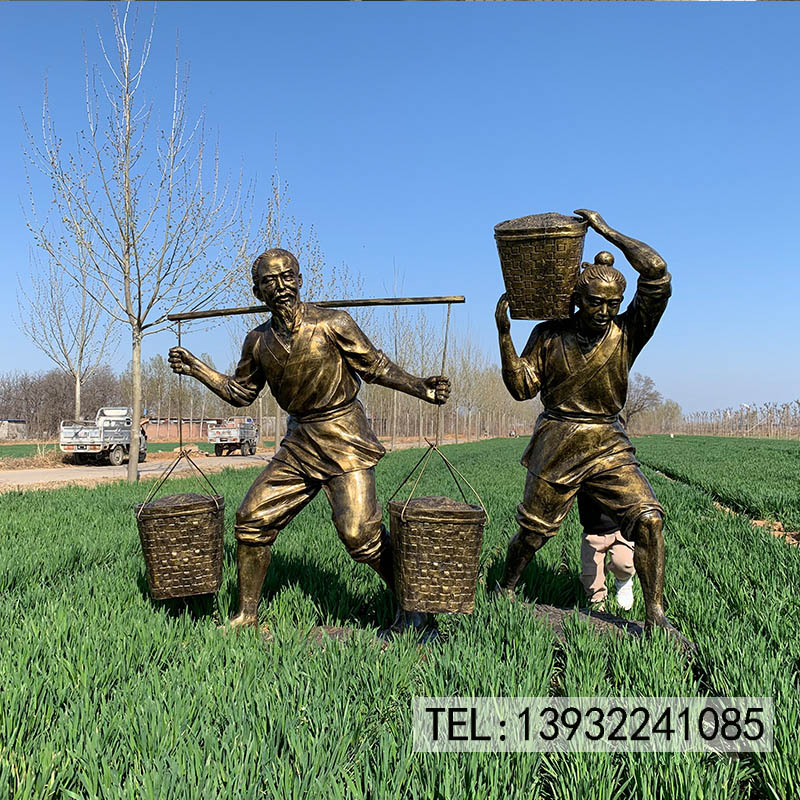 铜雕人物雕塑定制民俗文化主题铸铜农耕劳作户外摆件