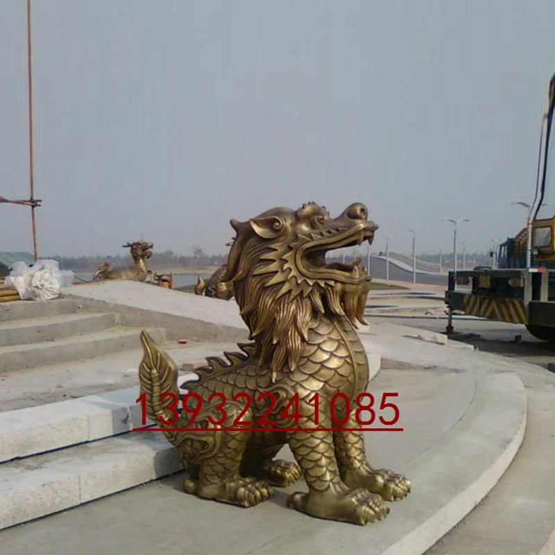 公司工厂门口铸铜麒麟镇宅风水神兽雕塑